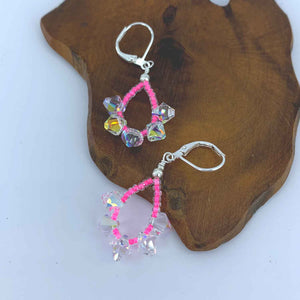 AAA Grade Crystal drop earrings  "Candy Pop" (Pink)