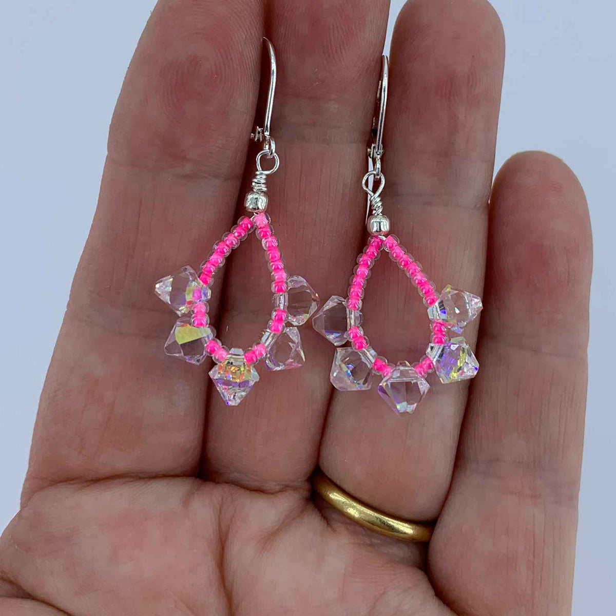 AAA Grade Crystal drop earrings  "Candy Pop" (Pink)