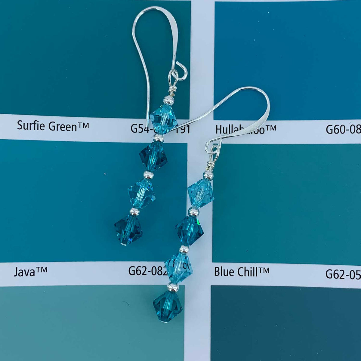 Sterling Silver drop earrings with AAA Grade crystals "Geraldine" (Turquoise)