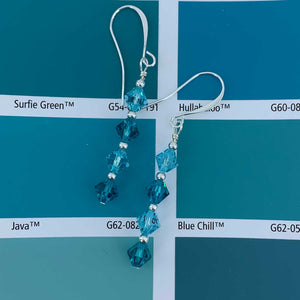 Sterling Silver drop earrings with AAA Grade crystals "Geraldine" (Turquoise)