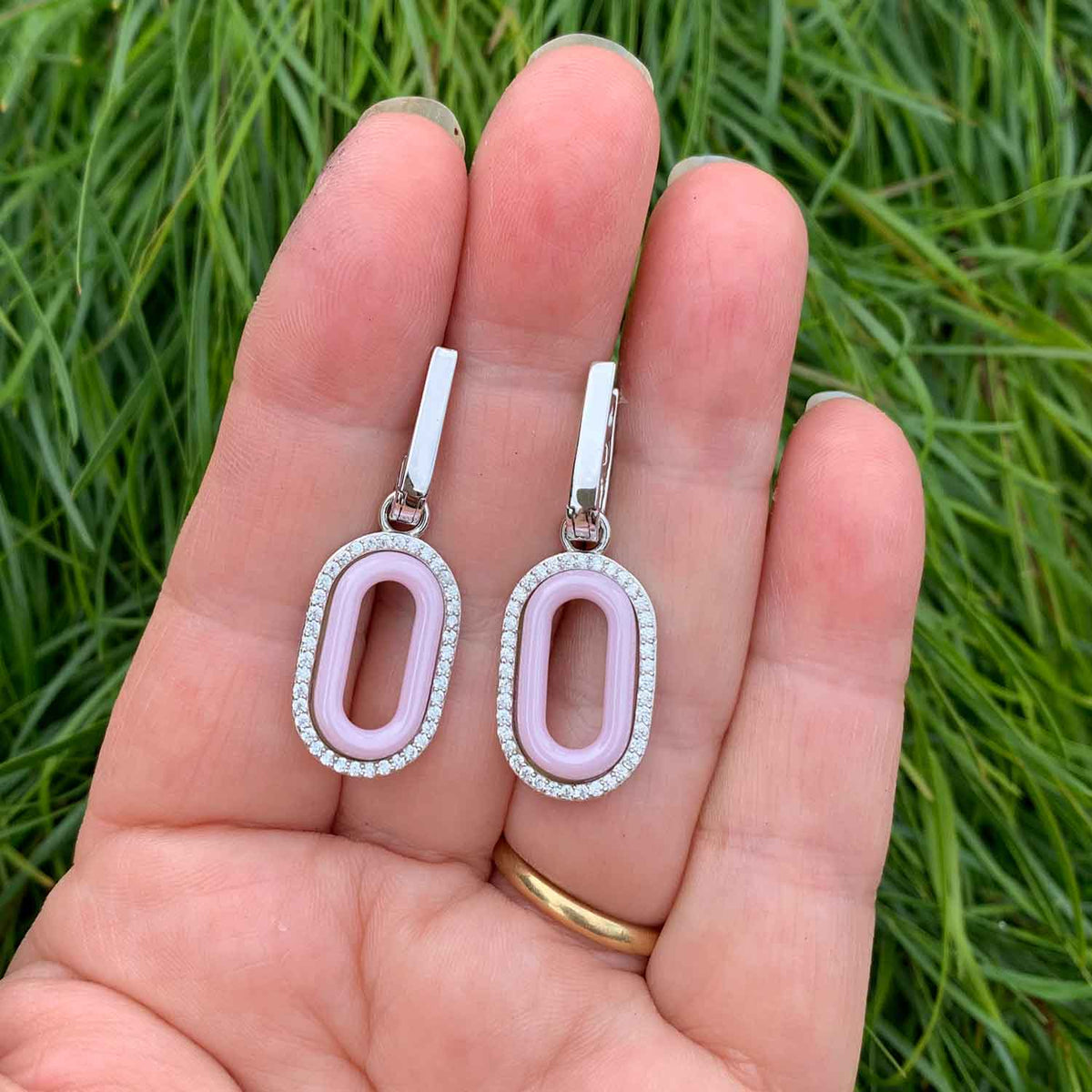 925 Sterling Silver Drop Earrings "Linnea" (Pink)