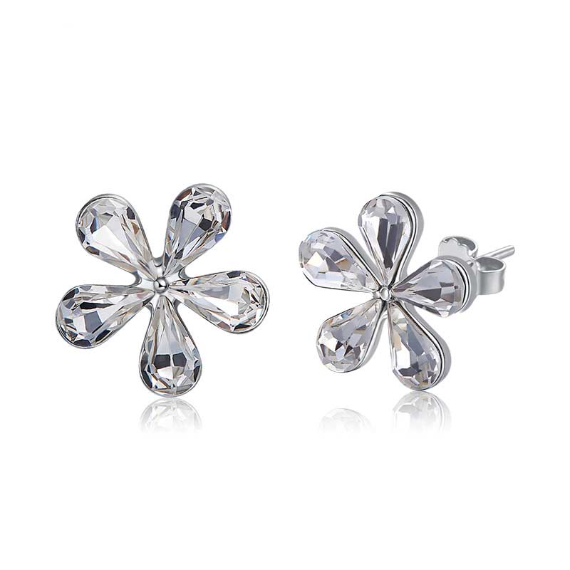 925 Sterling Silver CZ Diamond Flower Stud Earrings "Natalie"