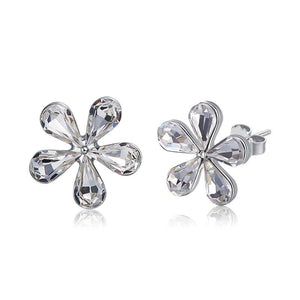 925 Sterling Silver CZ Diamond Flower Stud Earrings "Natalie"