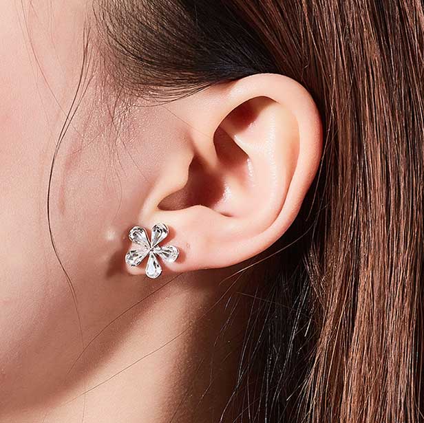 925 Sterling Silver CZ Diamond Flower Stud Earrings "Natalie"