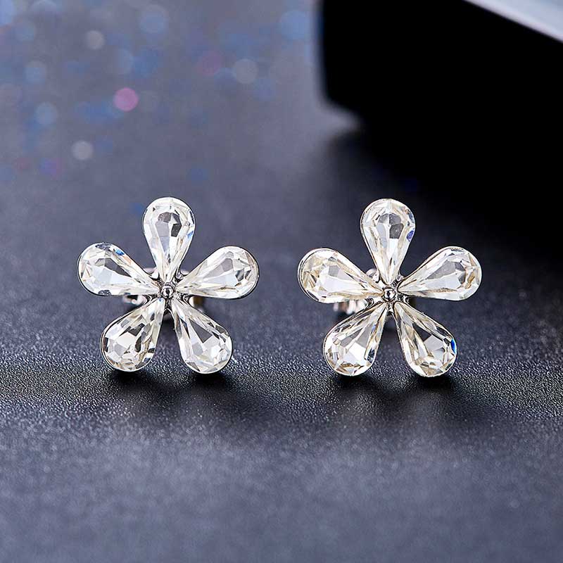 925 Sterling Silver CZ Diamond Flower Stud Earrings "Natalie"