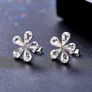 925 Sterling Silver CZ Diamond Flower Stud Earrings "Natalie"