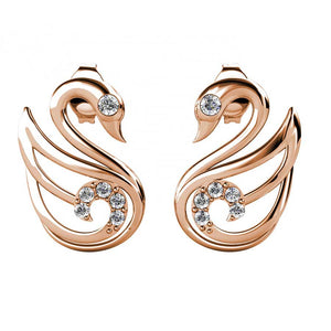 Rose Gold Premium Crystal Stud Earrings in swan shape "Swan"