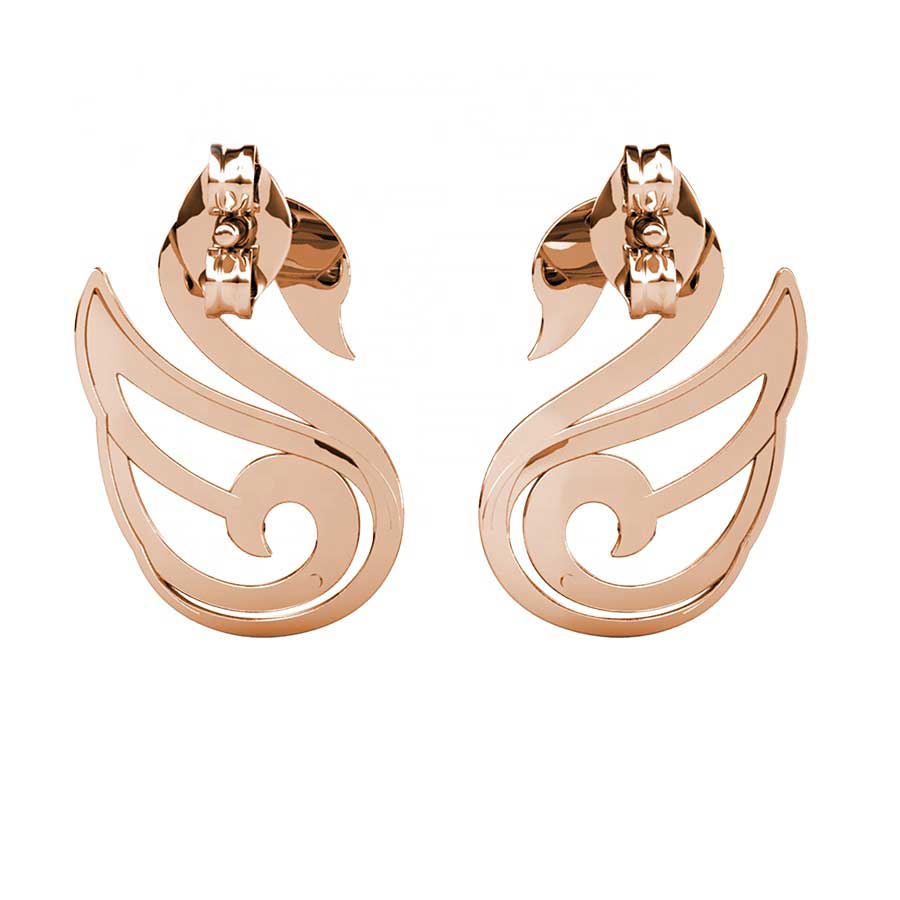 Rose Gold Premium Crystal Stud Earrings in swan shape "Swan"