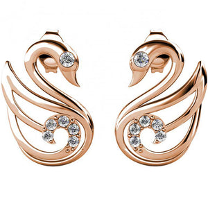 Rose Gold Premium Crystal Stud Earrings in swan shape "Swan"