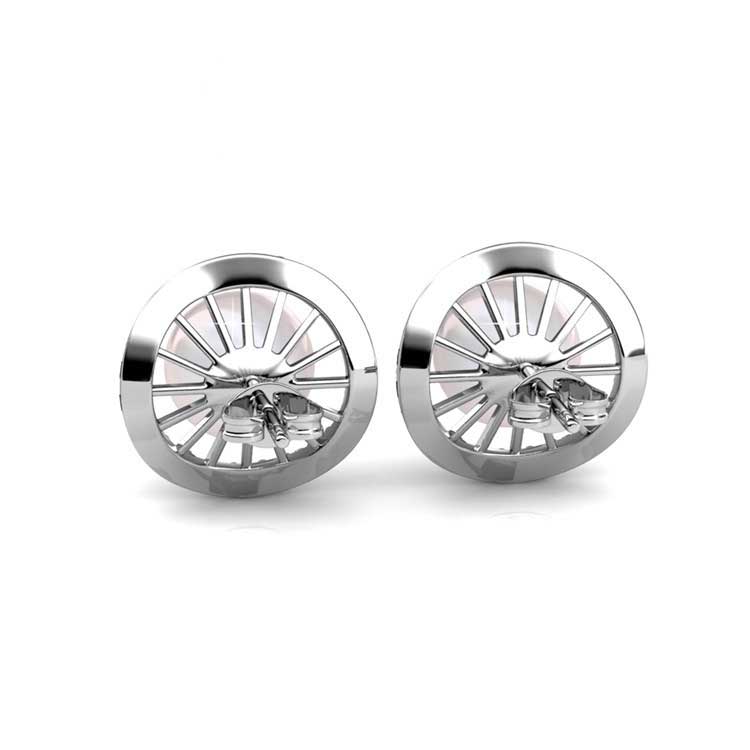 18K White Gold Pearl Crystal Earrings "Delia"