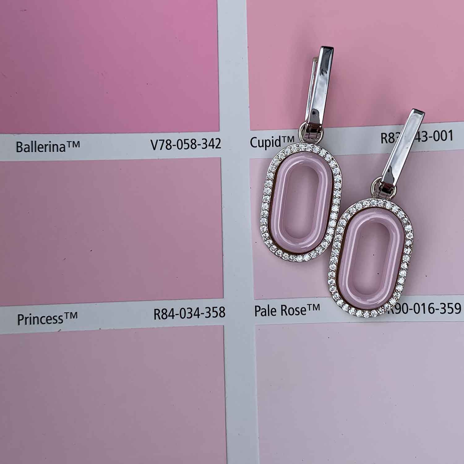 925 Sterling Silver Drop Earrings "Linnea" (Pink)