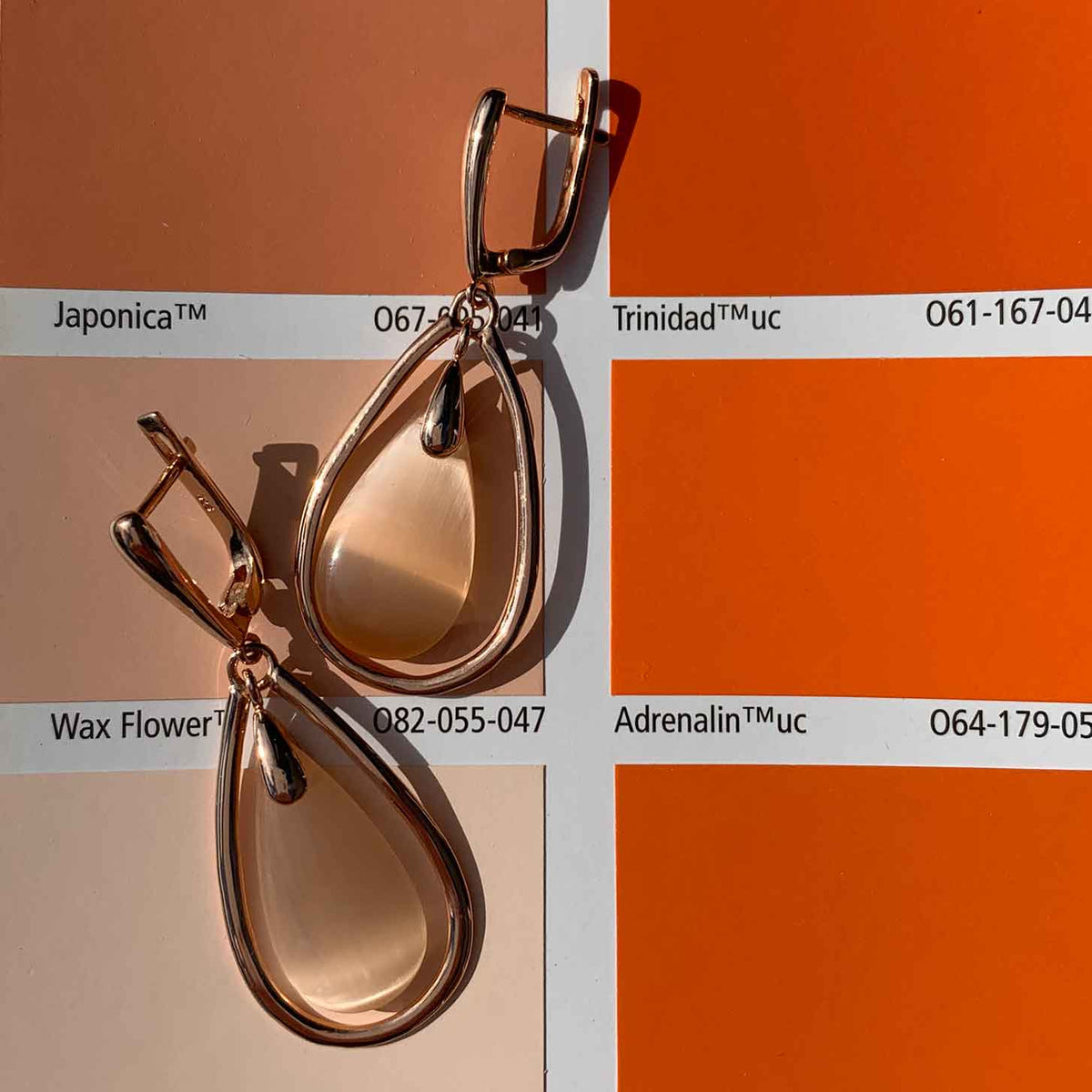 Rose Gold Earrings with Pale Gold Drop "Eldora"