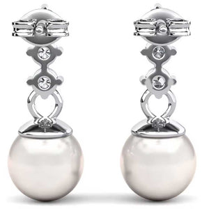 silver moissanite pearl earrings frenelle jewellery