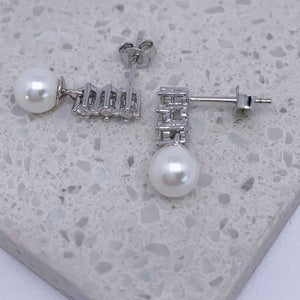 silver moissanite pearl earrings buy online