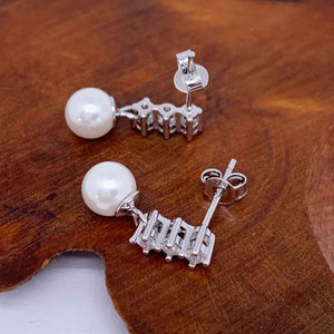 silver moissanite pearl earrings online jewellery nz