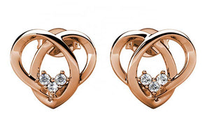 rose gold heart stud earrings frenelle jewellery