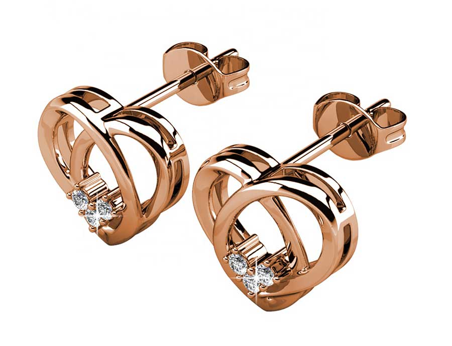rose gold heart stud earrings frenelle jewellery