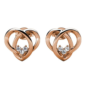 rose gold heart stud earrings frenelle jewellery