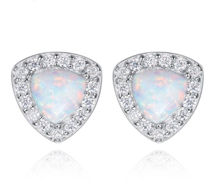 Silver Opal Stud Earrings "Alora" (White)