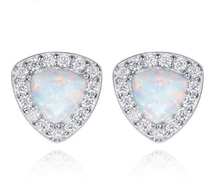 Silver Opal Stud Earrings "Alora" (White)