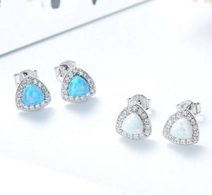 Silver Opal Stud Earrings "Alora" (White)