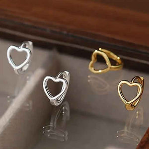 silver heart earrings huggie