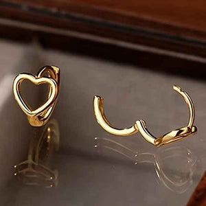 gold heart earrings huggie