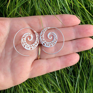 925 Sterling Silver Spiral Koru earrings "Anahera"