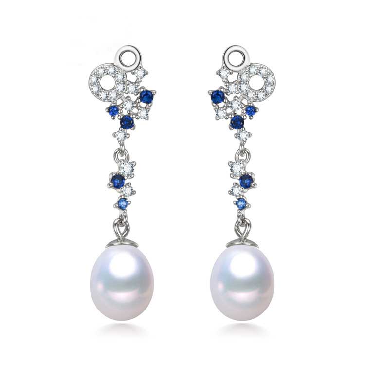 Silver Pearl Drop Earrings "Angelique"