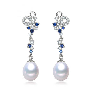 Silver Pearl Drop Earrings "Angelique"
