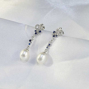 Silver Pearl Drop Earrings "Angelique"