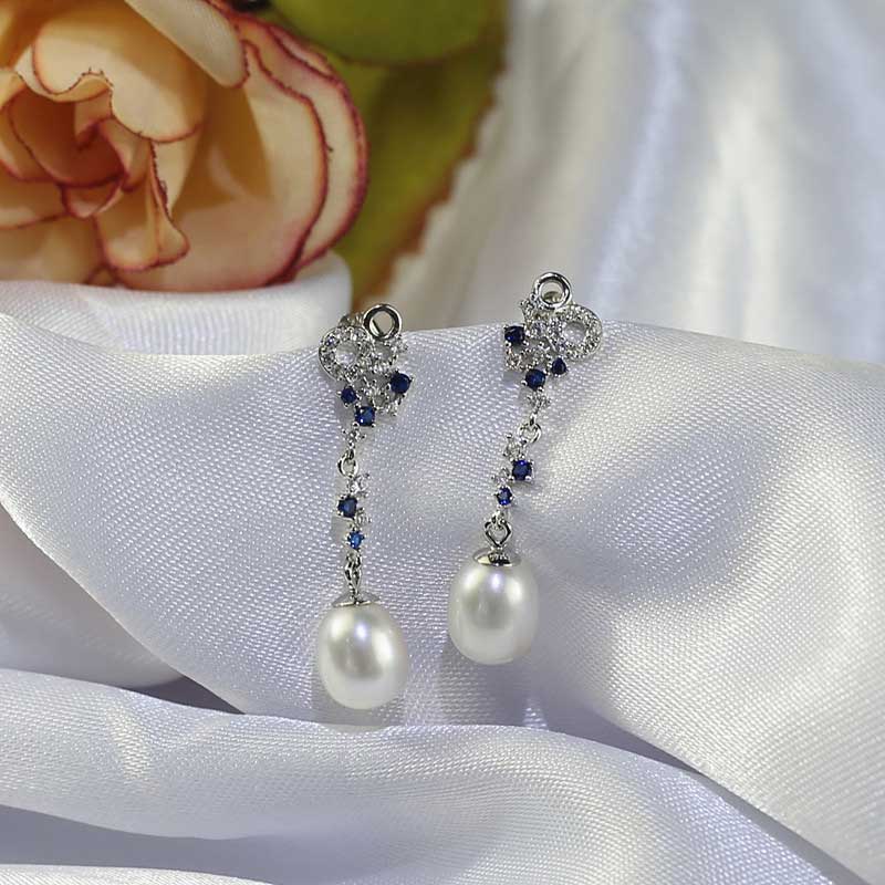 Silver Pearl Drop Earrings "Angelique"