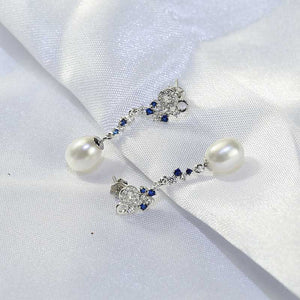 Silver Pearl Drop Earrings "Angelique"