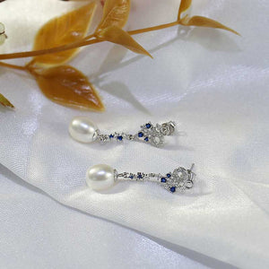 Silver Pearl Drop Earrings "Angelique"