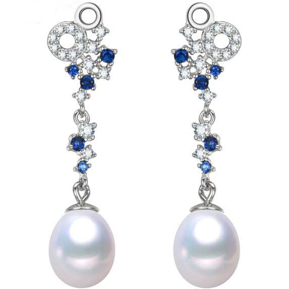 Silver Pearl Drop Earrings "Angelique"