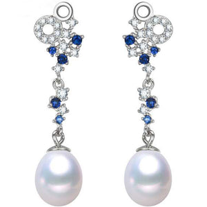 Silver Pearl Drop Earrings "Angelique"