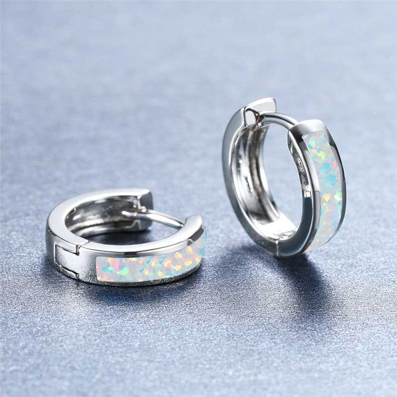 silver opal huggie earring jewellery