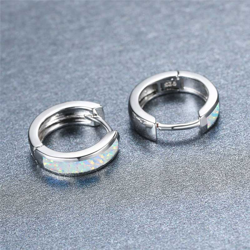silver opal huggie earring buy online nz