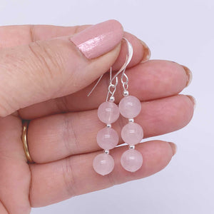 rose quartz silver earrings frenelle