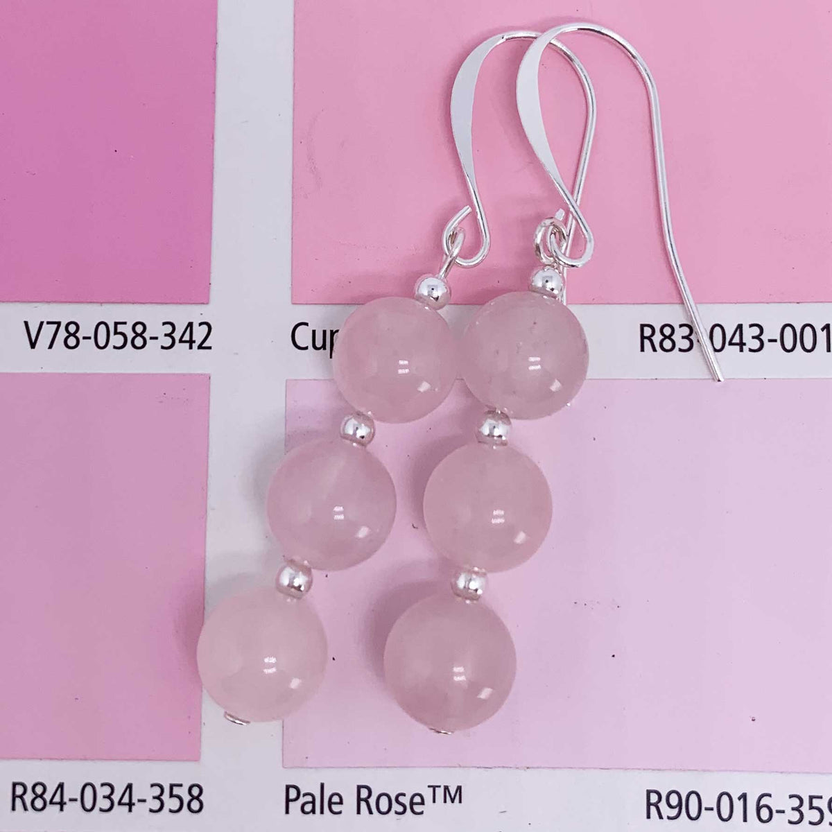rose quartz silver earrings resene