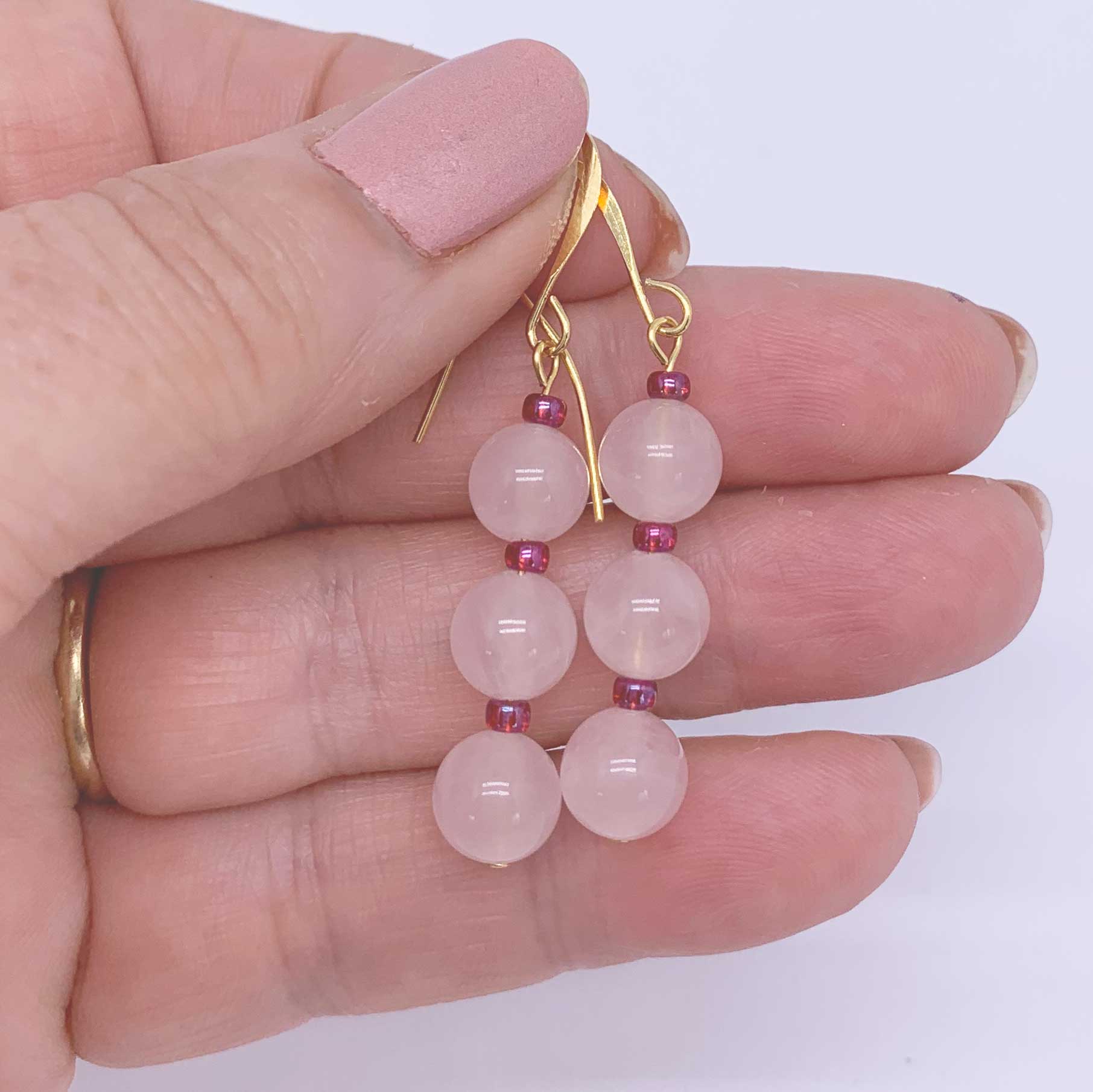 rose quartz earrings