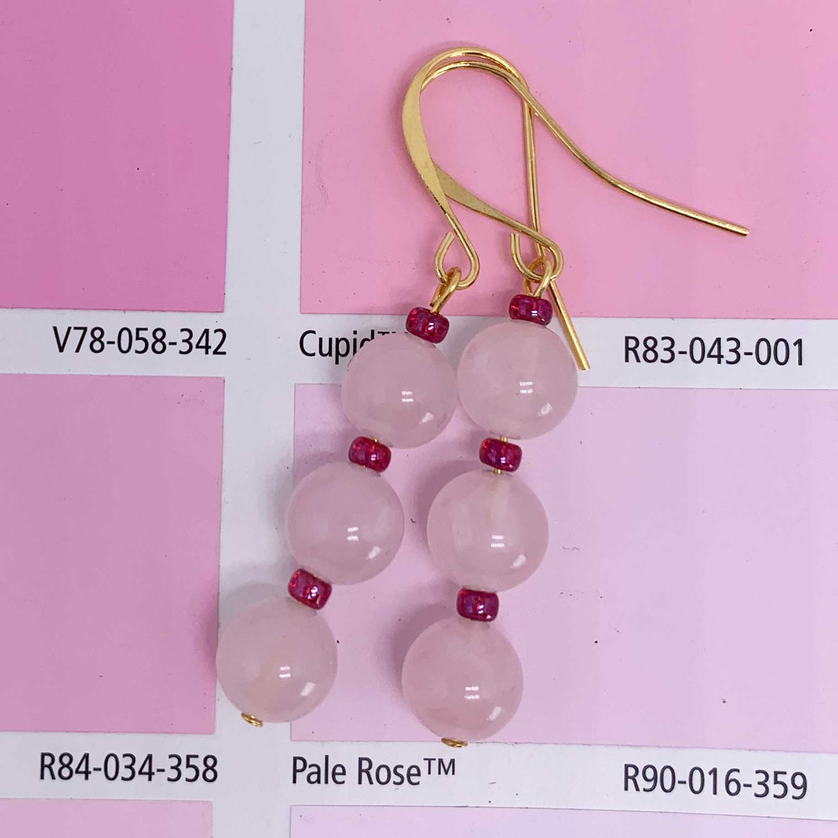 rose quartz earrings resene