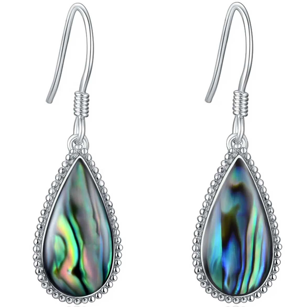 Silver Teardrop Paua Earrings 