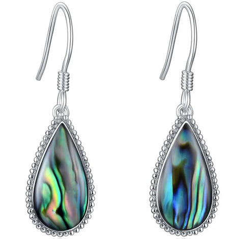 Silver Teardrop Paua Earrings 