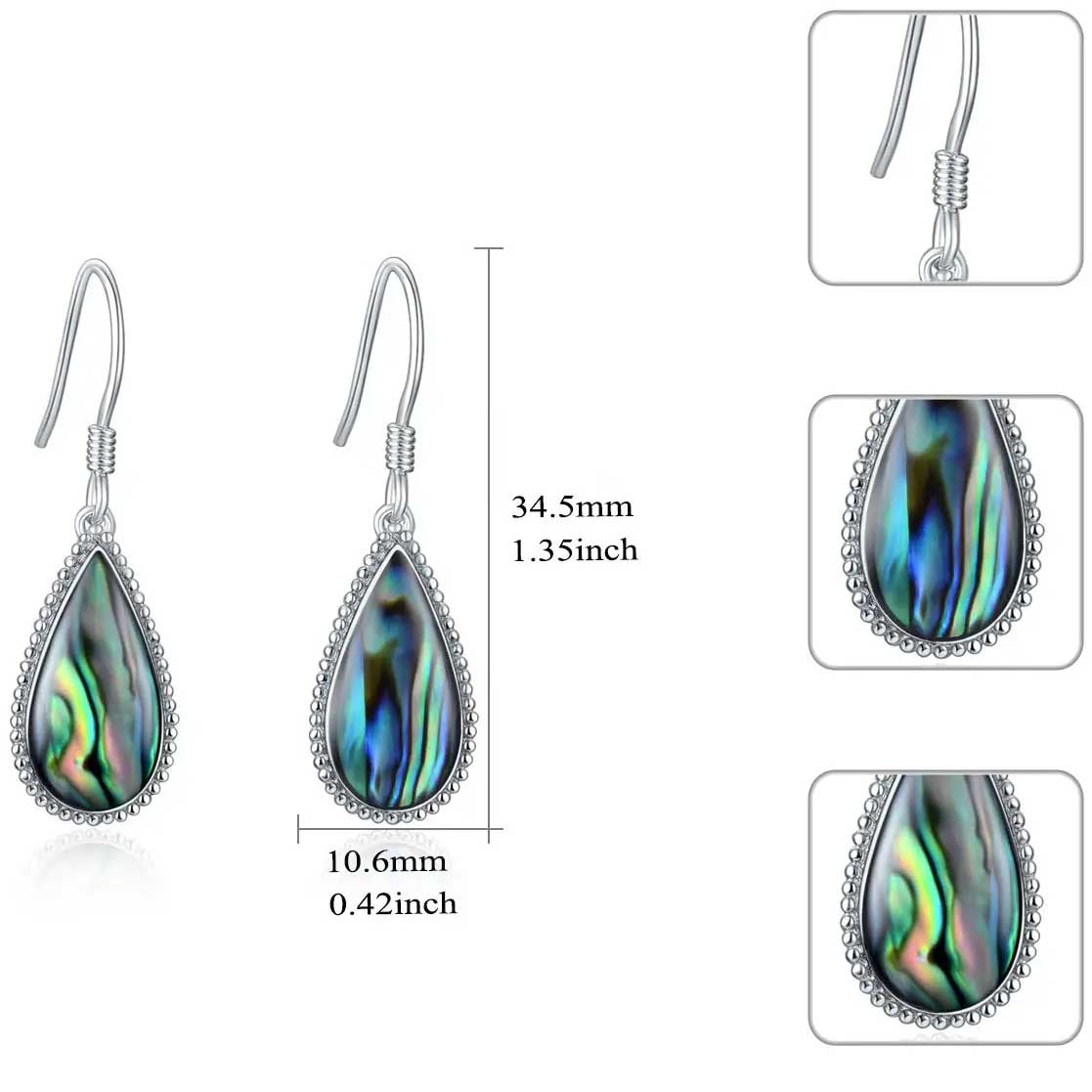 Silver Teardrop Paua Earrings 