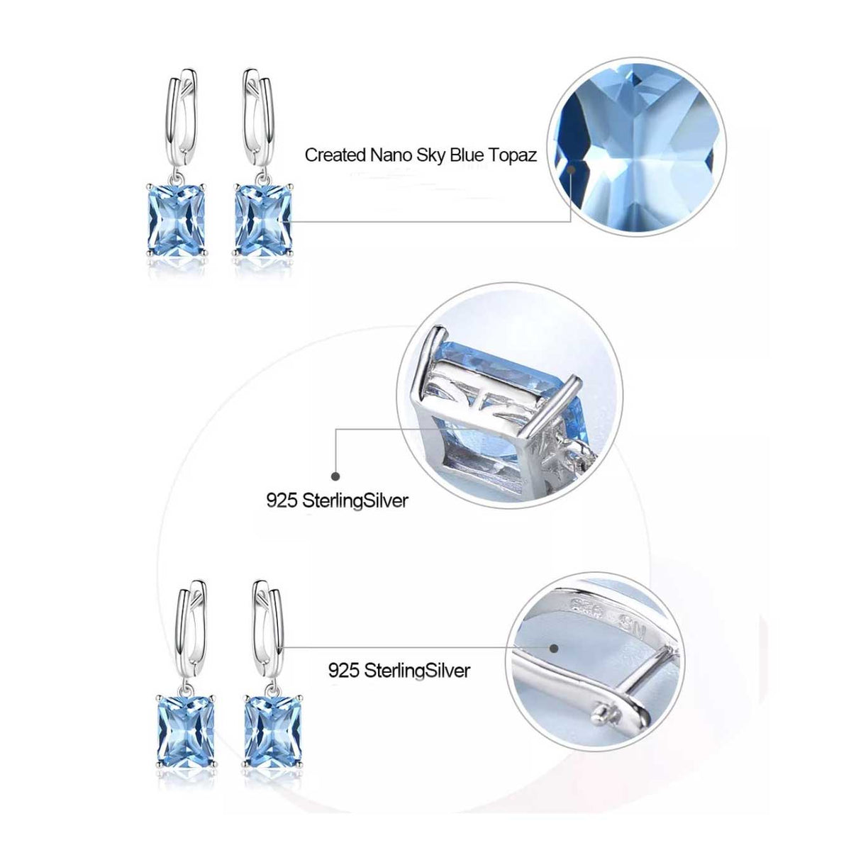 Topaz blue drop earrings frenelle jewellery
