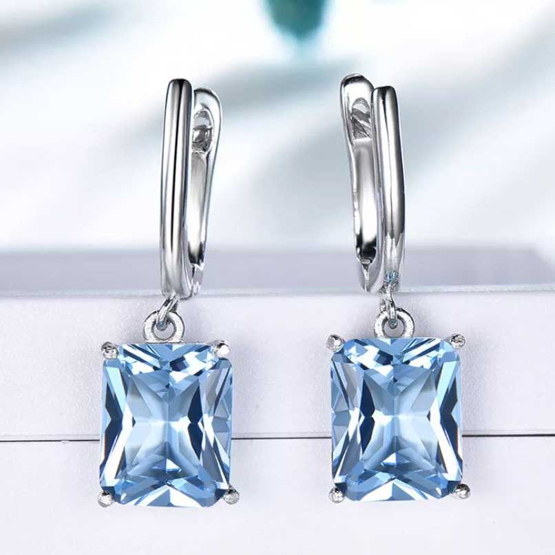 Topaz blue drop earrings frenelle jewellery