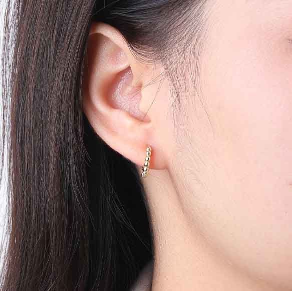 18K Gold Huggie Ball Earrings "Athena" (10mm)