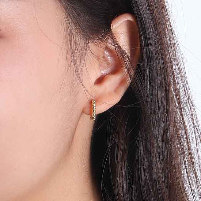 18K Gold Huggie Ball Earrings "Athena" (10mm)