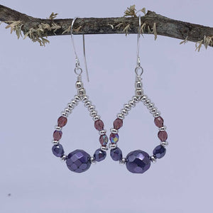 Silver Crystal Earrings "Audrey" (Amethyst)